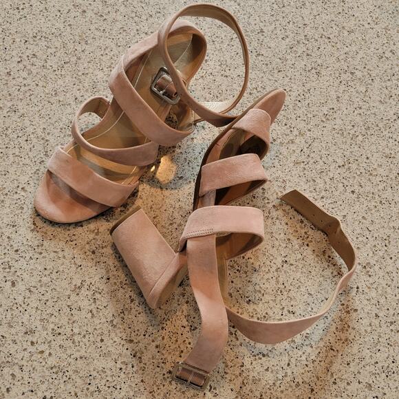 VIONIC Blaire Suede Blush Pink Wrap Around Ankle Strap Block Sandal Heels✨️9.5 - Picture 14 of 16